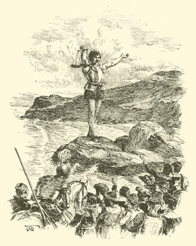Sir Artegalls äventyr, jätten med vågen (gravyr) av Arthur George Walker