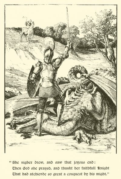 Röda korsriddaren, den sista kampen (gravyr) av Arthur George Walker