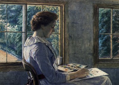 Kvinnamålning (akvarell på papper) av Arthur George Walker