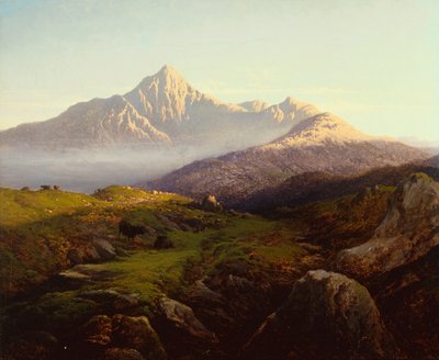 Highland Cattle in a Mountainous Landscape (olja på duk) av Arthur Gilbert