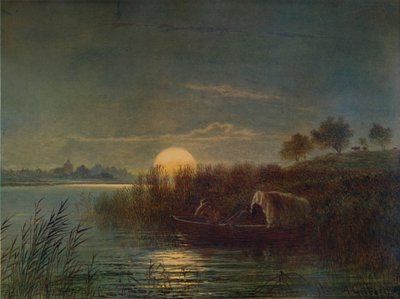 River Scene by Moonlight, with Boat, 1879, 1935 av Arthur Gilbert
