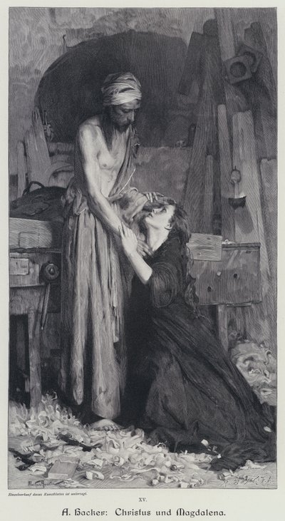 Kristus och Magdalena (gravyr) av Arthur Hacker
