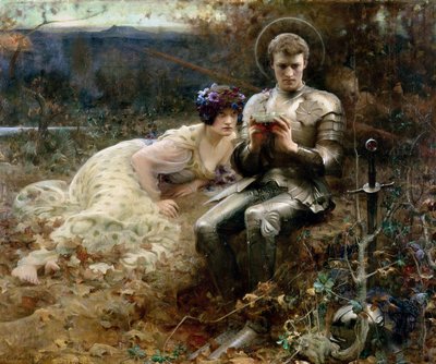 Sir Percivals frestelse av Arthur Hacker