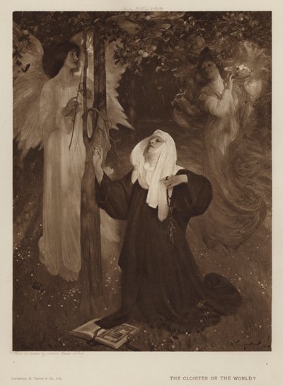 Klostret eller världen? (litho) av Arthur Hacker