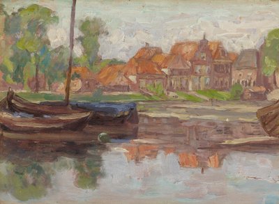 Båtliv, möjligen i Holland av Arthur Haythorne Studd