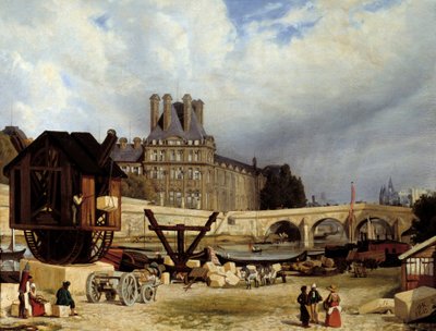 Tuilerierna och Kungliga bron. Målning av Arthur Henry Roberts (1819-1900) av Arthur Henri Roberts
