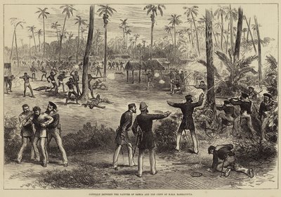 Konflikt mellan infödingarna i Samoa och besättningen på HMS Barracouta av Arthur Hopkins