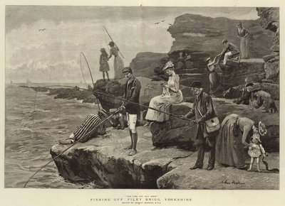 Fiske utanför Filey Brigg, Yorkshire av Arthur Hopkins