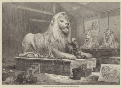 Sir Edwin Landseer modellerar lejonen för Trafalgar-Square av Arthur Hopkins