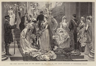 Säsongens första salong, vid foten av den stora trappan på Buckingham Palace av Arthur Hopkins