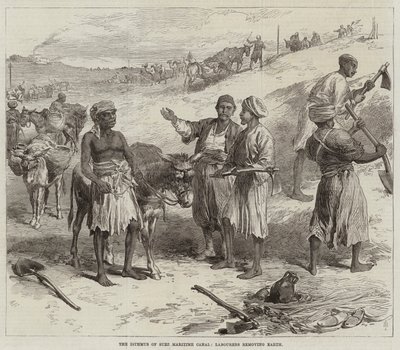 Isthmus of Suez Maritime Canal, arbetare som tar bort jorden av Arthur Hopkins