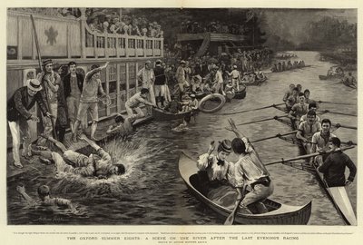 Oxford Summer Eights, en scen på floden efter sista kvällens tävling av Arthur Hopkins