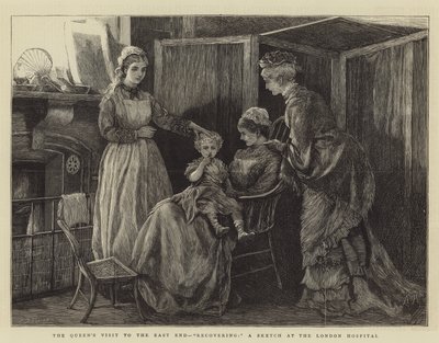 Drottningens besök i East End, Recovering, en skiss på London Hospital av Arthur Hopkins
