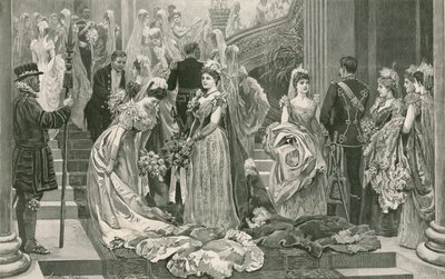 Säsongens första salong, vid foten av den stora trappan i Buckingham Palace. av Arthur Hopkins