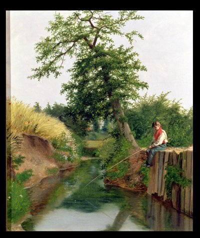 En pojke som fiskar av Arthur Hughes