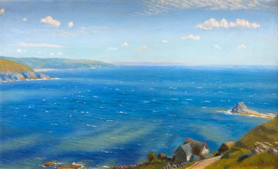 Studie för Hannafore, West Looe (olja ombord) av Arthur Hughes