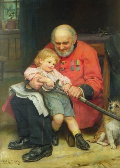 En ung britt (olja på duk) av Arthur John Elsley