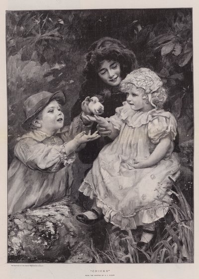 Kycklingar (gravyr) av Arthur John Elsley