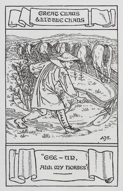 Hans Christian Andersen: Store Claus och Lille Claus (litho) av Arthur Joseph Gaskin