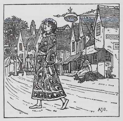 HC Andersen: Flickan som trampade på limpan (litho) av Arthur Joseph Gaskin