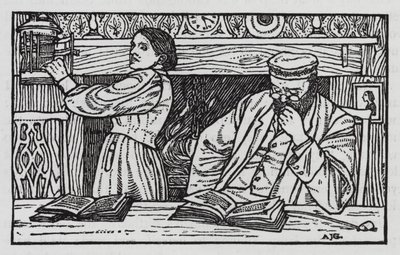 HC Andersen: Den gamla gatlyktan (litho) av Arthur Joseph Gaskin