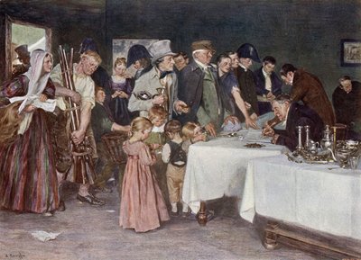 Folket i Preussen donerar sina ägodelar för att hjälpa till att finansiera ett nytt krig mot Napoleon av Arthur Kampf