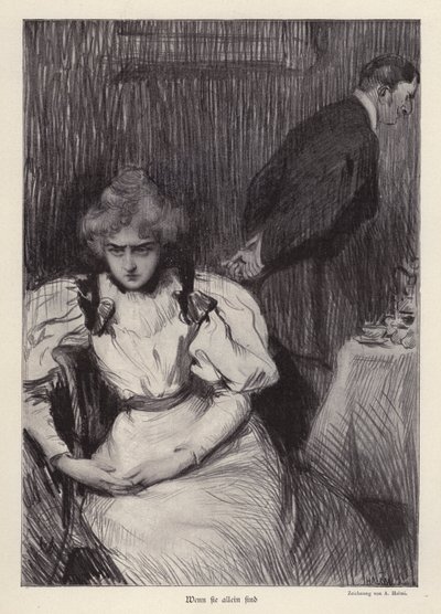 När hon är ensam (litho) av Arthur Lajos Halmi