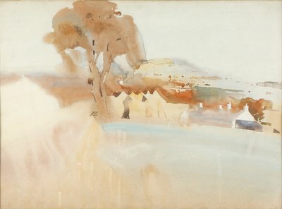 Scottish Farm vid en mynning (wc på papper) av Arthur Melville