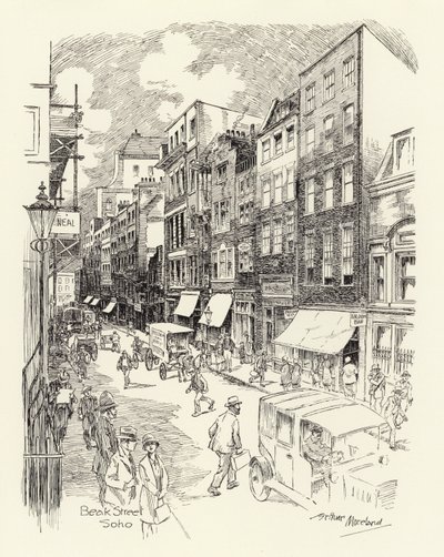 Beak Street, Soho (litografi) av Arthur Moreland