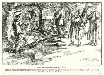 Robin Hood, den berömde bågskytten (litografi) av Arthur Moreland