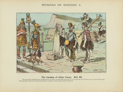 Julius Caesars landstigning. F.Kr. 55 (färglitografi) av Arthur Moreland
