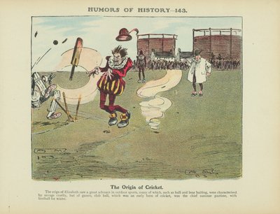 Cricketspelets ursprung (färglitografi) av Arthur Moreland