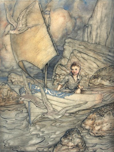 A Childs Future, illustration från The Springtide of Life: Poems of Childhood av Algernon Charles Swinburne, 1918 (penna & bläck och wc på papper) av Arthur Rackham