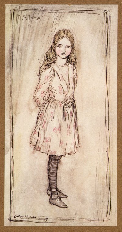 Alice, frontispice från Alices Adventures in Wonderland, av Lewis Carroll, pub.1907 av Arthur Rackham