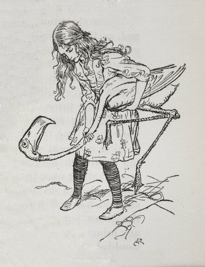 Alice spelar krocket med en flamingo av Arthur Rackham