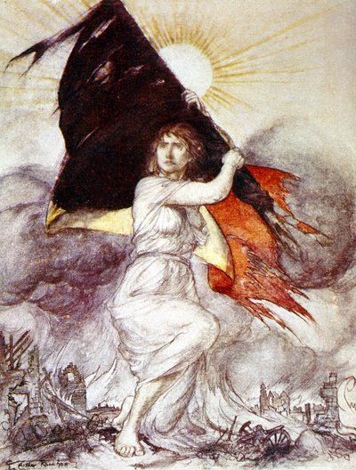 Allegori av Belgien under första världskriget, teckning av Arthur Rackham av Arthur Rackham