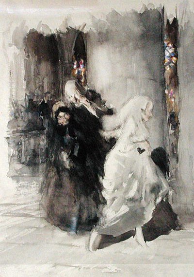 På bröllopet (akvarell på papper) av Arthur Rackham