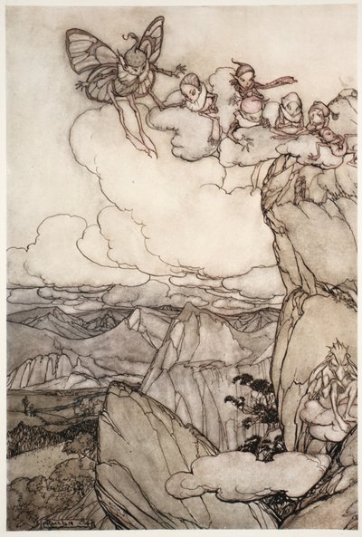 Feer i berg, från Rip Van Winkle av Washington Irving, pub. 1910 av Arthur Rackham