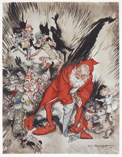 スウェーデンの贈り物に囲まれた父のクリスマス av Arthur Rackham