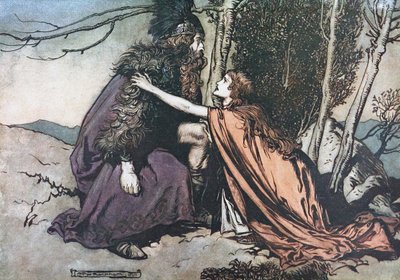 Far! Far! Berätta för mig vad som händer med dig Illustration till The Rhinegold and The Valkyrie av Richard av Arthur Rackham