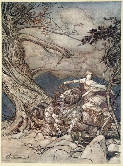 "Fricka närmar sig i ilska", 1910. av Arthur Rackham