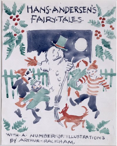 Skiss på framsidan av Hans Andersens sagor (wc på papper) av Arthur Rackham