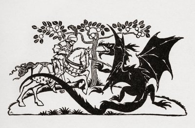 George och draken. Från boken English Fairy Tales återberättade av F.A. Steel med illustrationer av Arthur Rackham, publicerad 1927. av Arthur Rackham