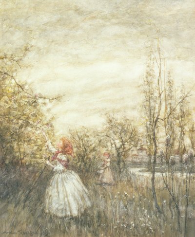 Honeysuckle, 1905 (wc förstärkt med vitt och stopping out på papper) av Arthur Rackham