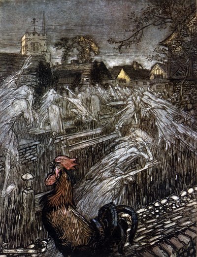 Illustration av Arthur RACKHAM (1867-1939) för The Dream of a Summer Night av William SHAKESPEARE av Arthur Rackham