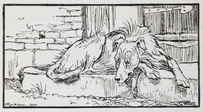 Illustration från Old Sultan of a Dog. av Arthur Rackham