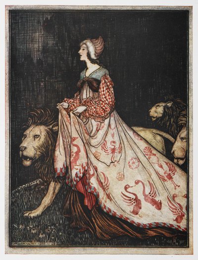 Illustration från The Lady and the Lion. av Arthur Rackham