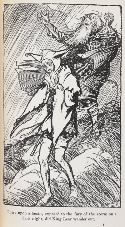 Illustration av kung Lear. av Arthur Rackham