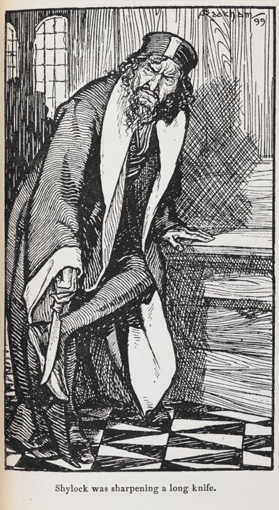 Illustration av Shylock från The Merchant of Venice av Arthur Rackham