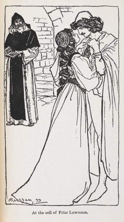 Illustration av stjärnkorsade älskare i Romeo och Julia. av Arthur Rackham